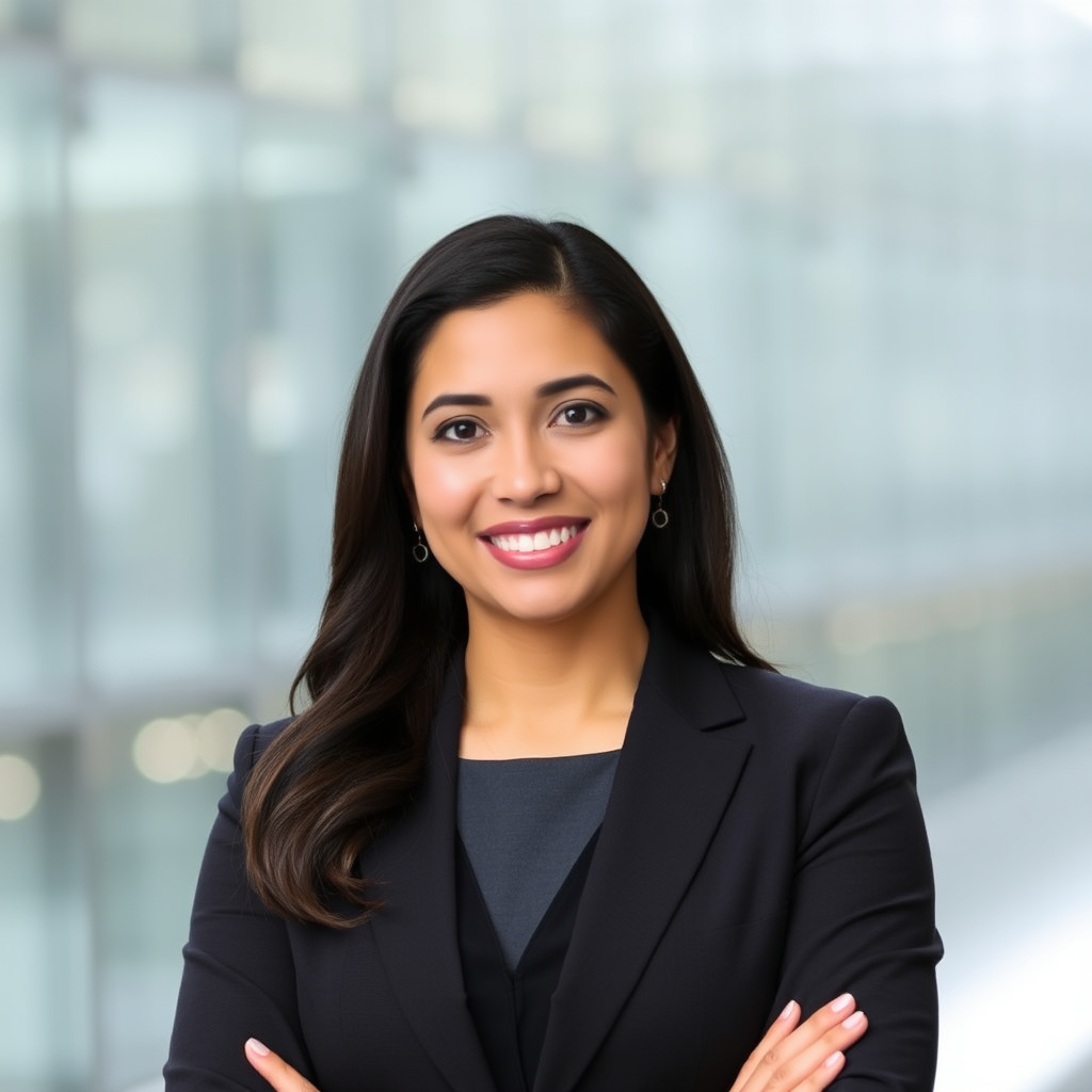 Professional headshot of Sarah Rodriguez, Financial Strategy Advisor with CPA certification and Master's in Finance from University of Chicago Booth, wearing professional business attire